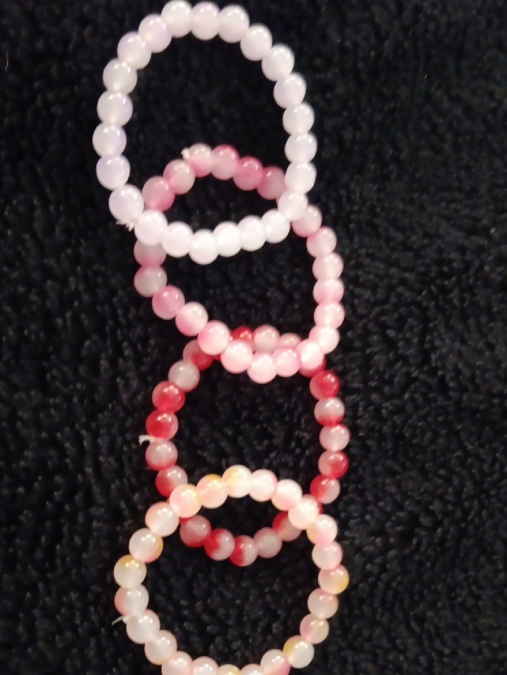 Beaded Stretch Bracelet Stack in Pink and Red